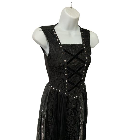 Spirit Gothic Punk 80’s Black Party Dress Costume sized Large preowned - Picture 2 of 6